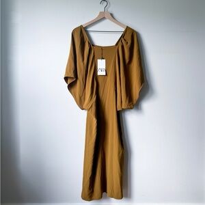 Zara NWT Mustard Midi Dress